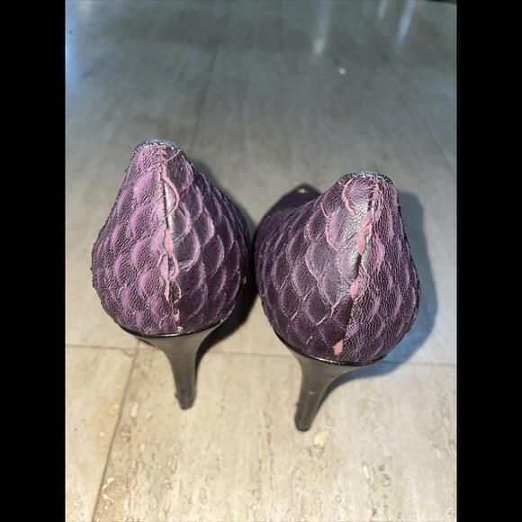 Jeffrey Campbell Ibiza Last Snakeskin Texture Heels Size 9 Purple Burgundy - Picture 4 of 7